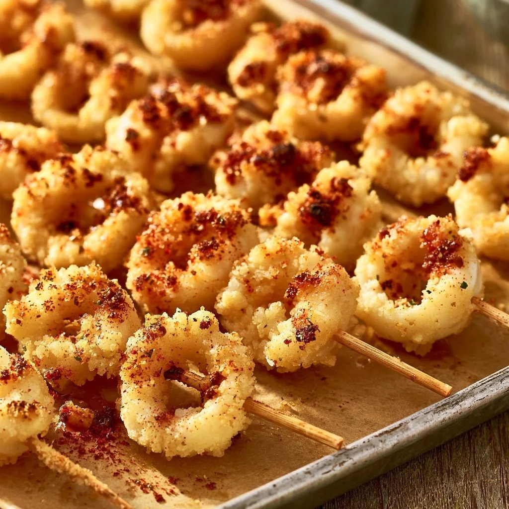 Spiedini di calamari e gamberi