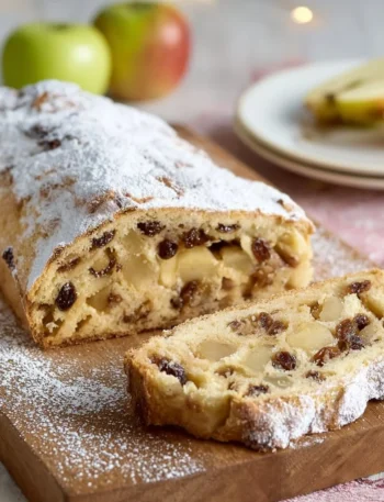 Strudel di mele con pasta frolla appena sfornato, dolce tradizionale italiano.