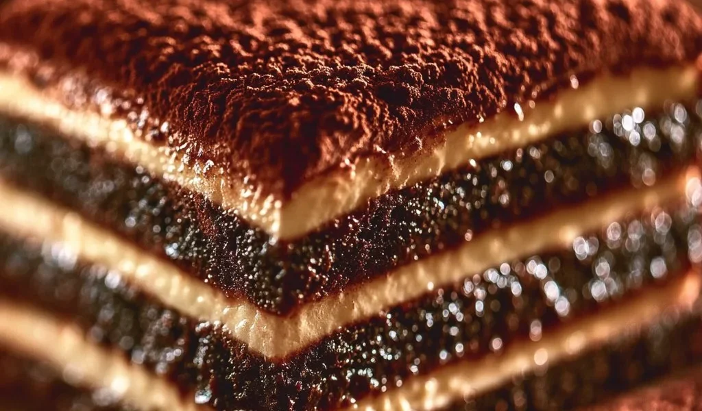 Delizioso tiramisù italiano con strati di mascarpone e caffè.