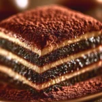 Delizioso tiramisù italiano con strati di mascarpone e caffè.