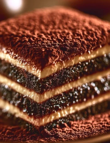 Delizioso tiramisù italiano con strati di mascarpone e caffè.