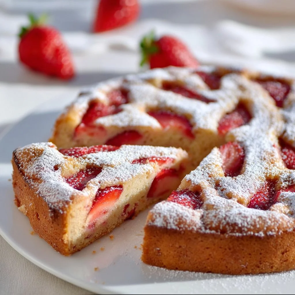 Torta fragole pronta in 5 minuti, dolce fresco e veloce