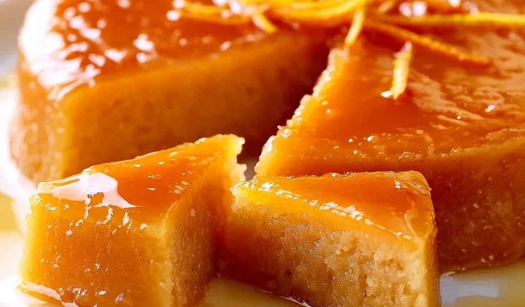 Fetta di torta all'arancia decorata con arance fresche
