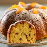 Torta Arancia e Cioccolato Senza Uova servita su un piatto con decorazioni al cioccolato