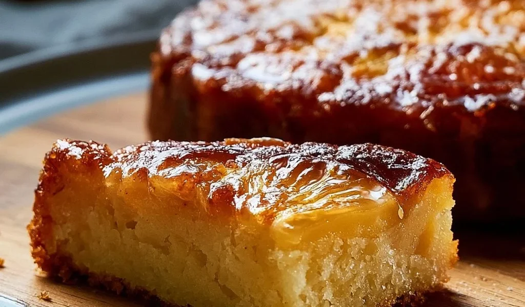 Fetta di torta di mele e limone su un piatto decorativo