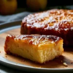 Fetta di torta di mele e limone su un piatto decorativo