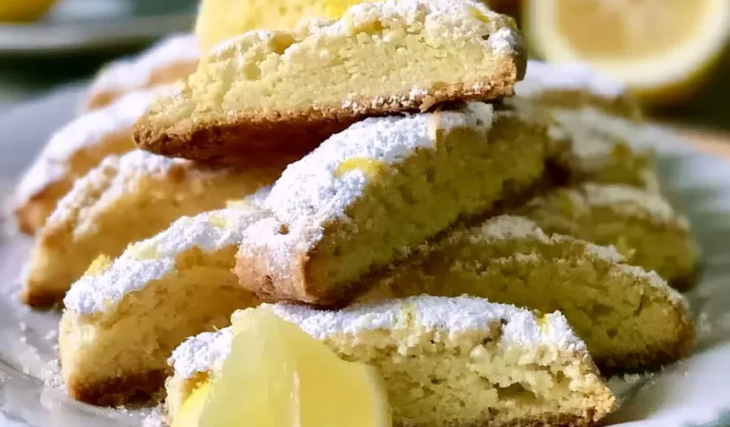 Biscotti al limone appena sfornati su un piatto decorativo
