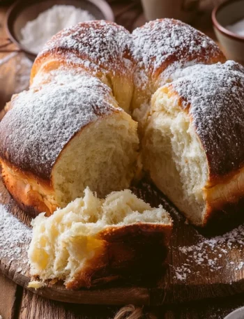 Brioches al latte condensato fresche e soffici, pronte per essere gustate.