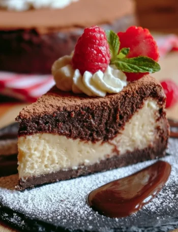Brownie Cheesecake deliziosa e cremosa con strati di cioccolato