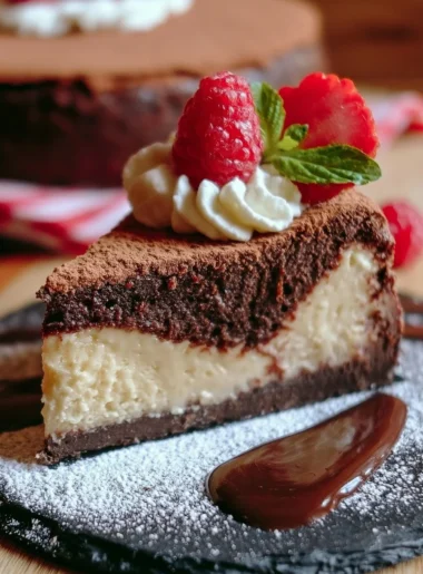 Brownie Cheesecake deliziosa e cremosa con strati di cioccolato