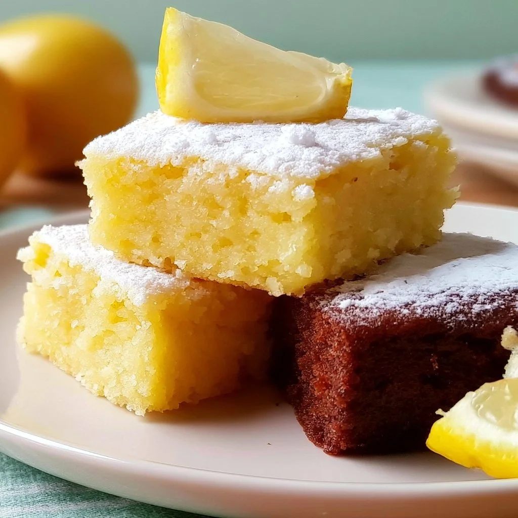 Deliziosi Brownies al Limone Fatti in Casa con cioccolato e limone fresco.