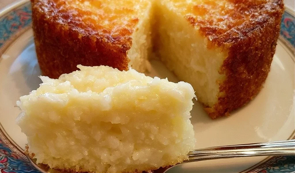 Torta di riso decorata con frutta fresca e crema dolce