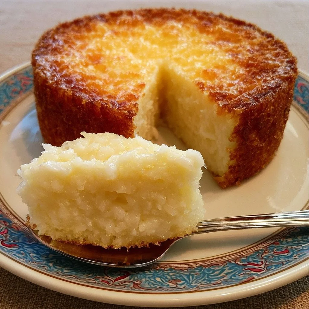 Torta di riso decorata con frutta fresca e crema dolce