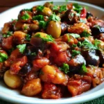 Caponata di Melanzane Siciliana servita in un piatto tradizionale.