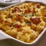 Casseruola Cremosa di Patate al Formaggio di Ruth’s Chris servita nel piatto.