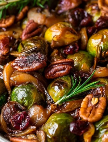 Cavoletti di Bruxelles glassati con mele, cipolle e noci pecan - ricetta gourmet