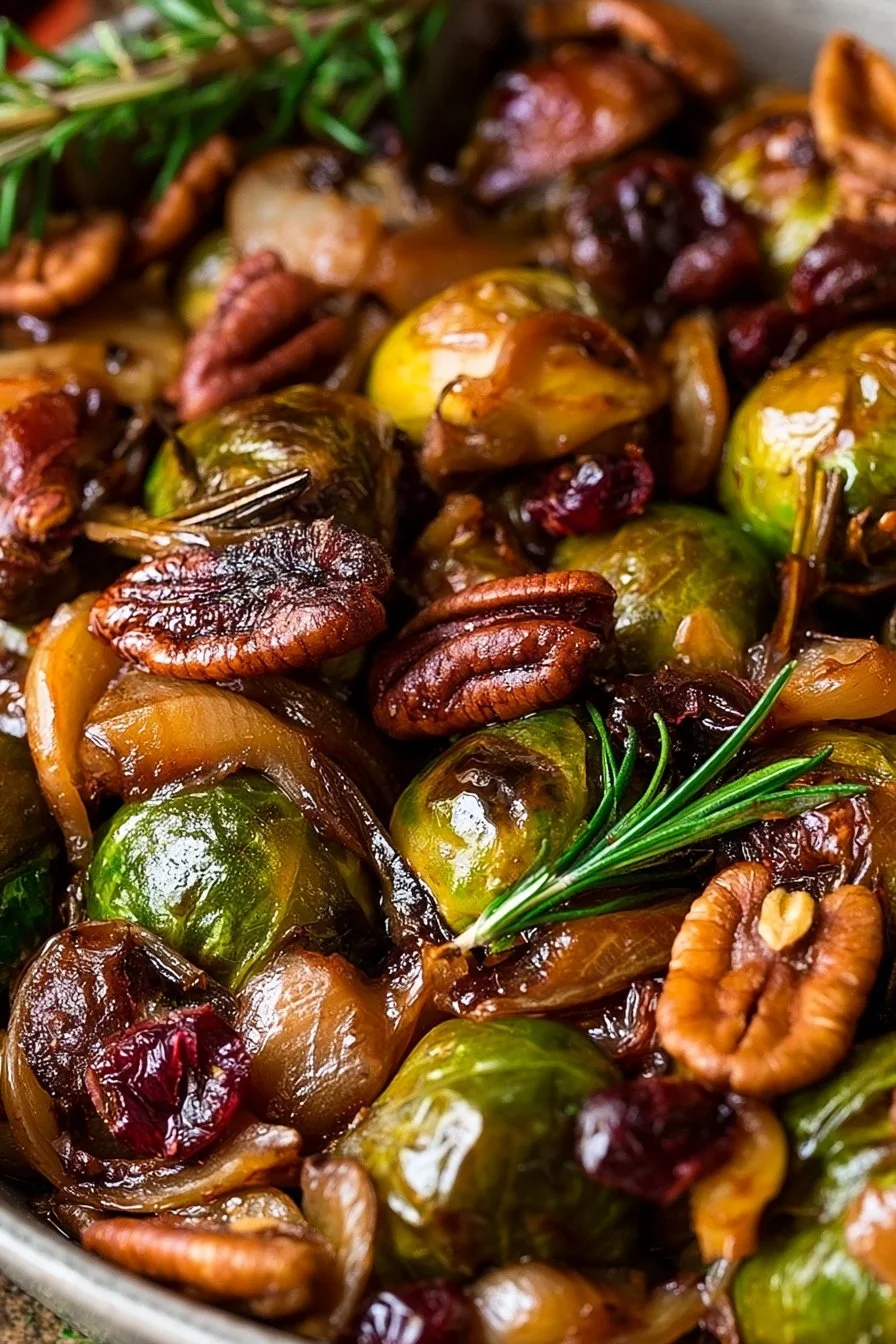Cavoletti di Bruxelles Glassati con Mele, Cipolle e Noci Pecan | Contorni gourmet, Ricette vegane gourmet, Ricette con spinaci