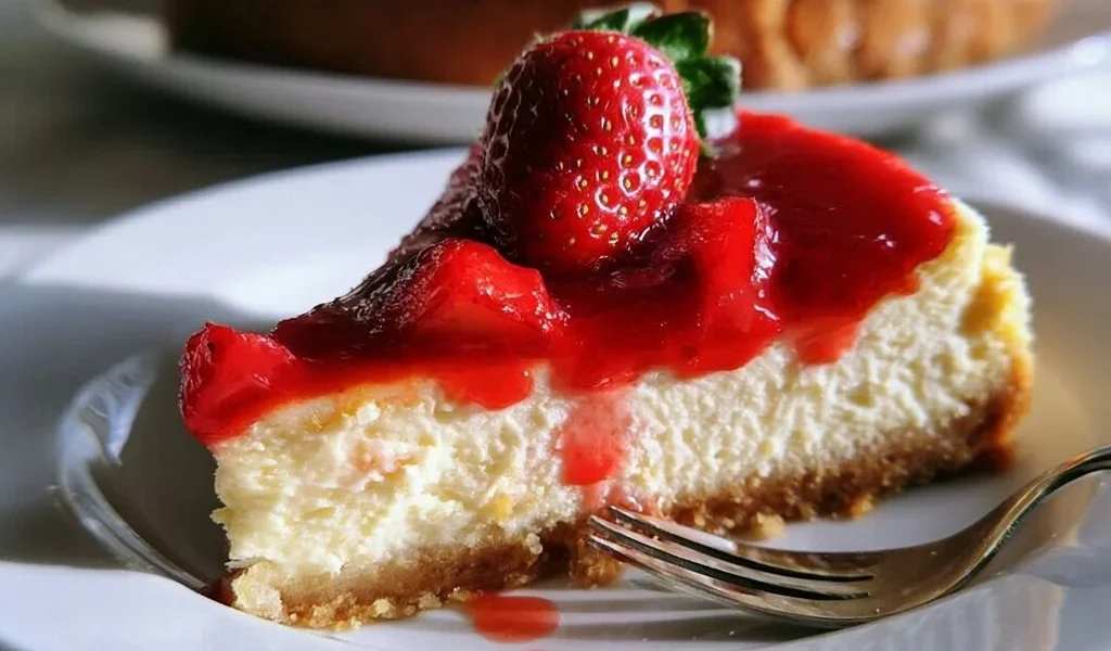 Cheesecake Cotta al Forno con Fragole, dolce cremoso e invitante