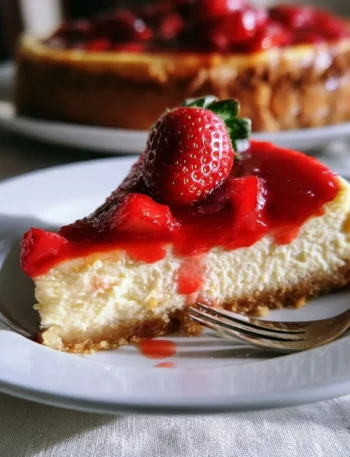 Cheesecake Cotta al Forno con Fragole, dolce cremoso e invitante
