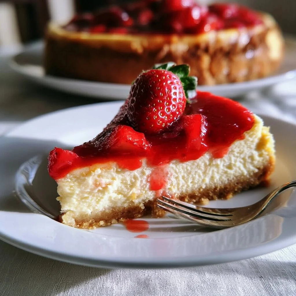 Cheesecake Cotta al Forno con Fragole, dolce cremoso e invitante