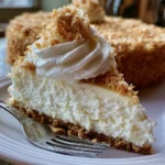 Cheesecake di cocco senza cottura decorato con cocco grattugiato