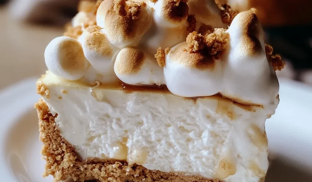 Deliziosa cheesecake di marshmallow con decorazioni sopra