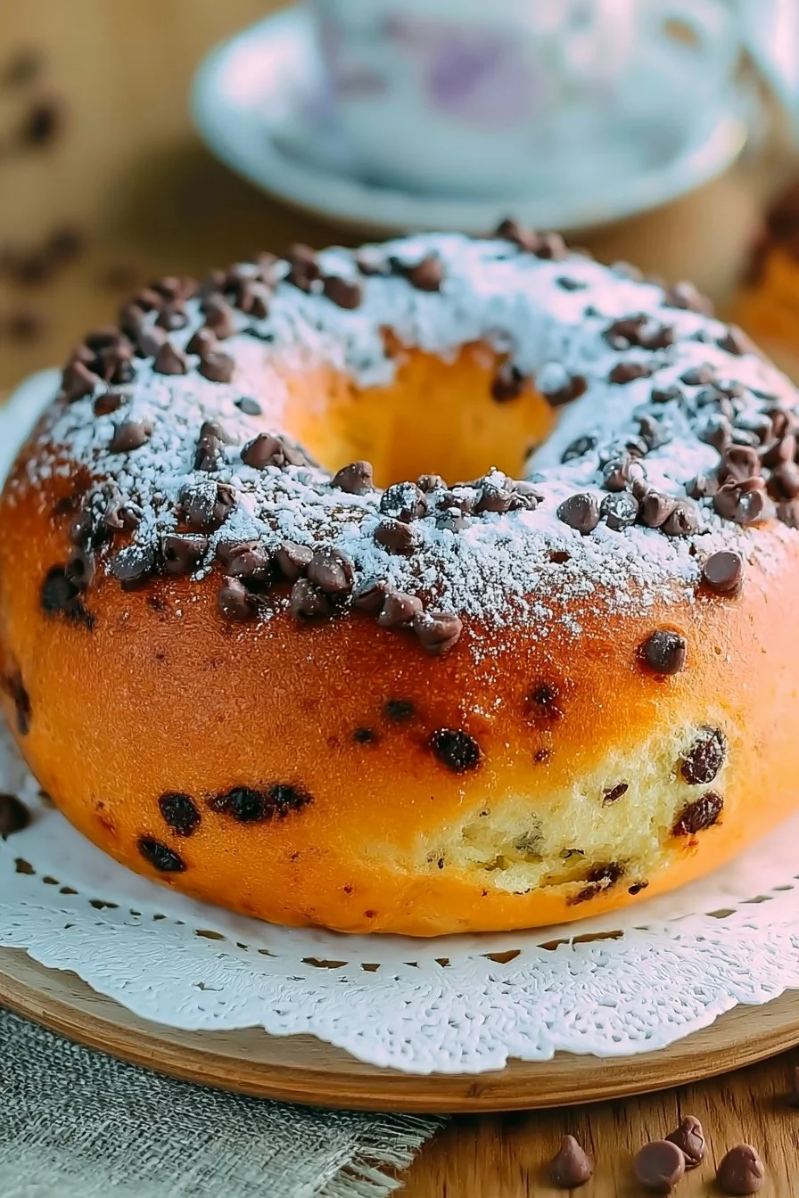 Ciambella per colazione con gocce di cioccolato