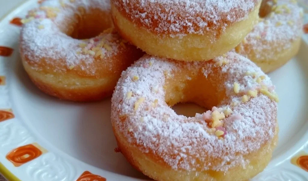 Ciambelle paradiso fresche e soffici pronte per essere gustate.