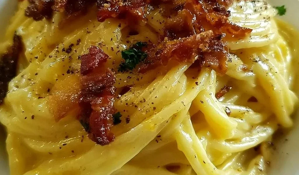 Piatto di Classica Carbonara con guanciale e pecorino