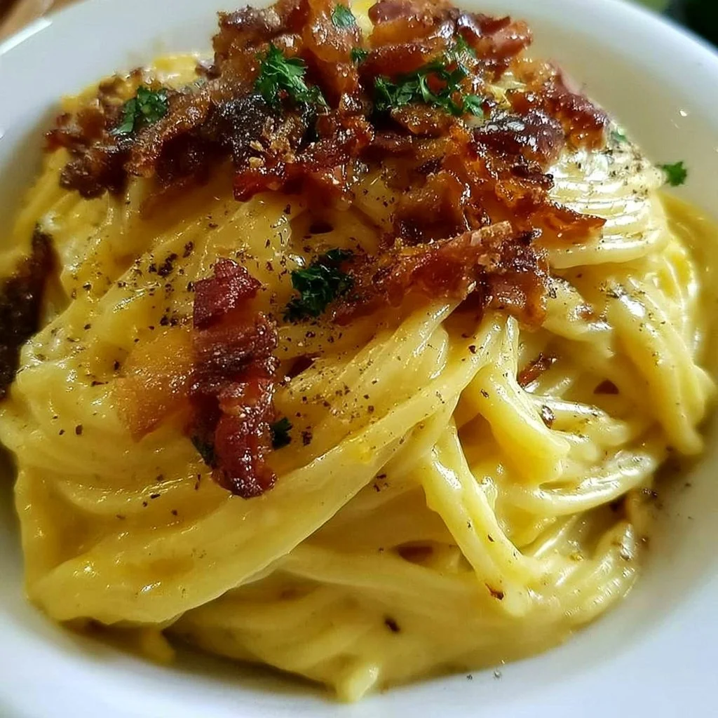Piatto di Classica Carbonara con guanciale e pecorino