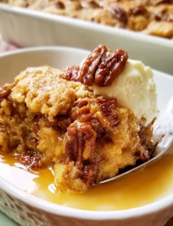 Cobbler alle Noci Pecan e Burro appena sfornato, dolce irresistibile.