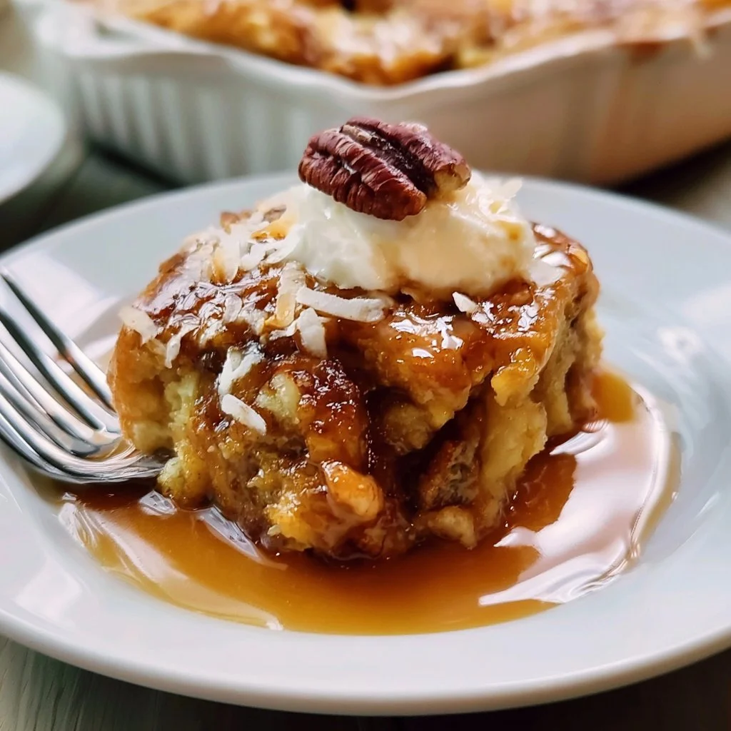 Cobbler di cocco e noci pecan con una crosta dorata e ingredienti freschi