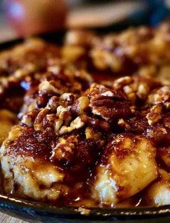 Cobbler di mele caramellate con noci pecan, un dolce irresistibile.