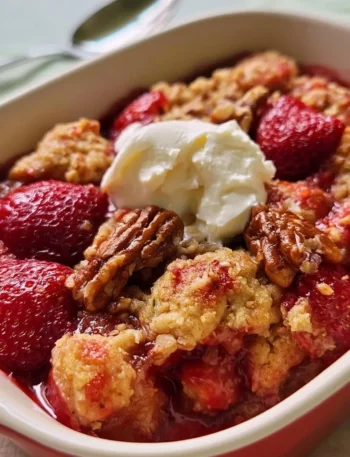 Cobbler di Pecan alle Fragole, un dessert gourmet con nocciole e frutta fresca