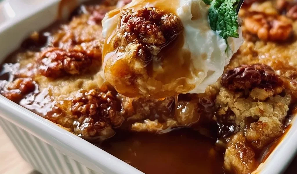 Cobbler di Pecan con Sciroppo d'Acero servito in una ciotola