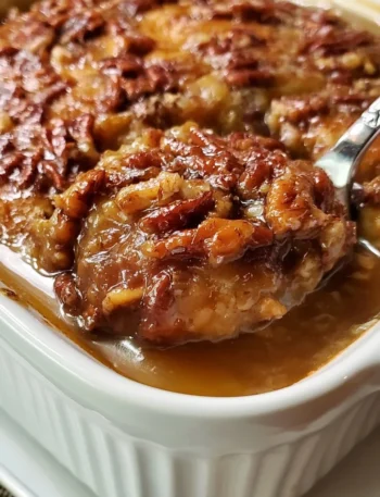 Cobbler di Praline di Pecan: un dolce ripieno di noci pecan e caramello.
