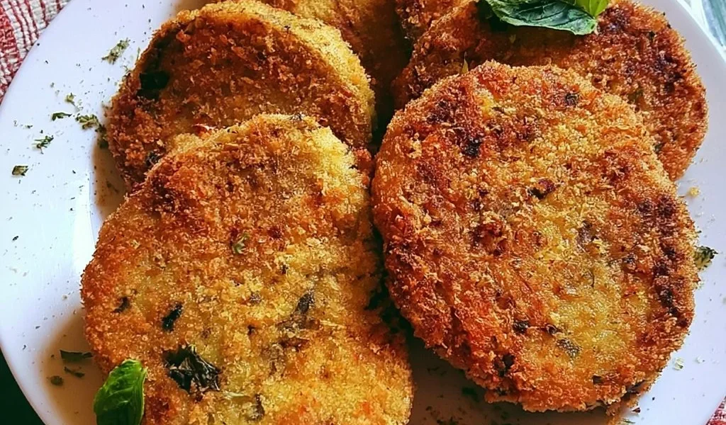 Cotolette di Melanzane dorate e croccanti pronte per essere servite