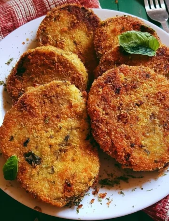 Cotolette di Melanzane dorate e croccanti pronte per essere servite