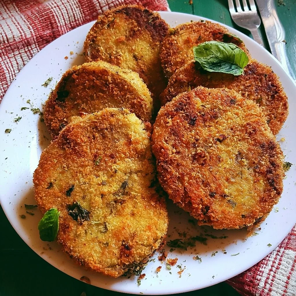 Cotolette di Melanzane dorate e croccanti pronte per essere servite
