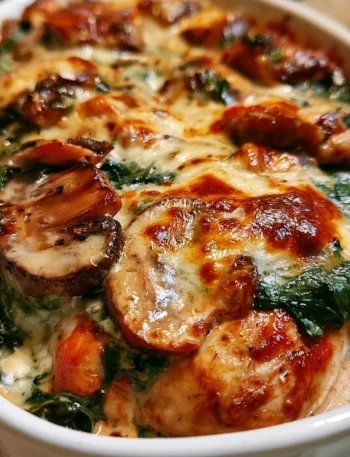 Ricetta pollo cowboy con spinaci e funghi in un delizioso piatto