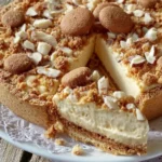 Crostata agli amaretti e crema al mascarpone, dolce italiano delizioso e perfetto.