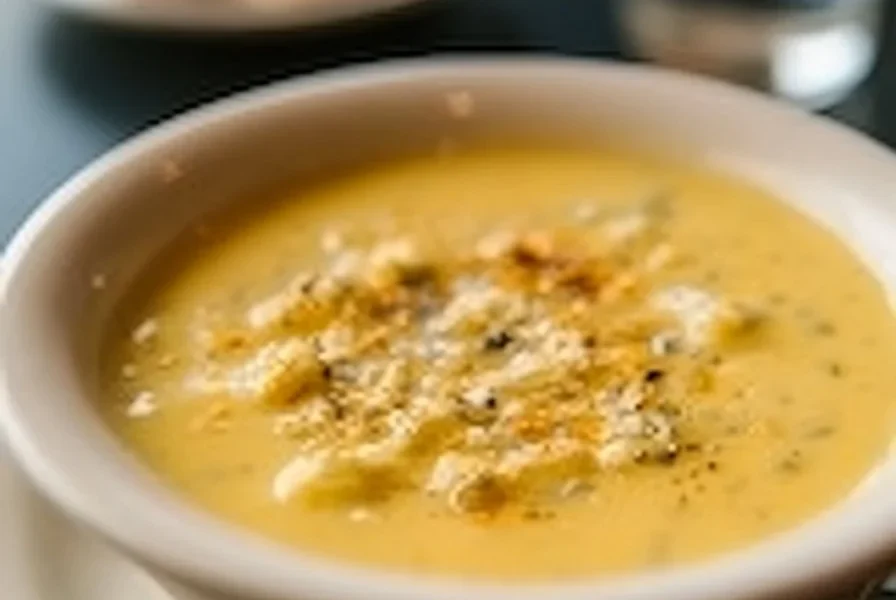 Zuppa autunnale calda e deliziosa servita in una ciotola decorativa.