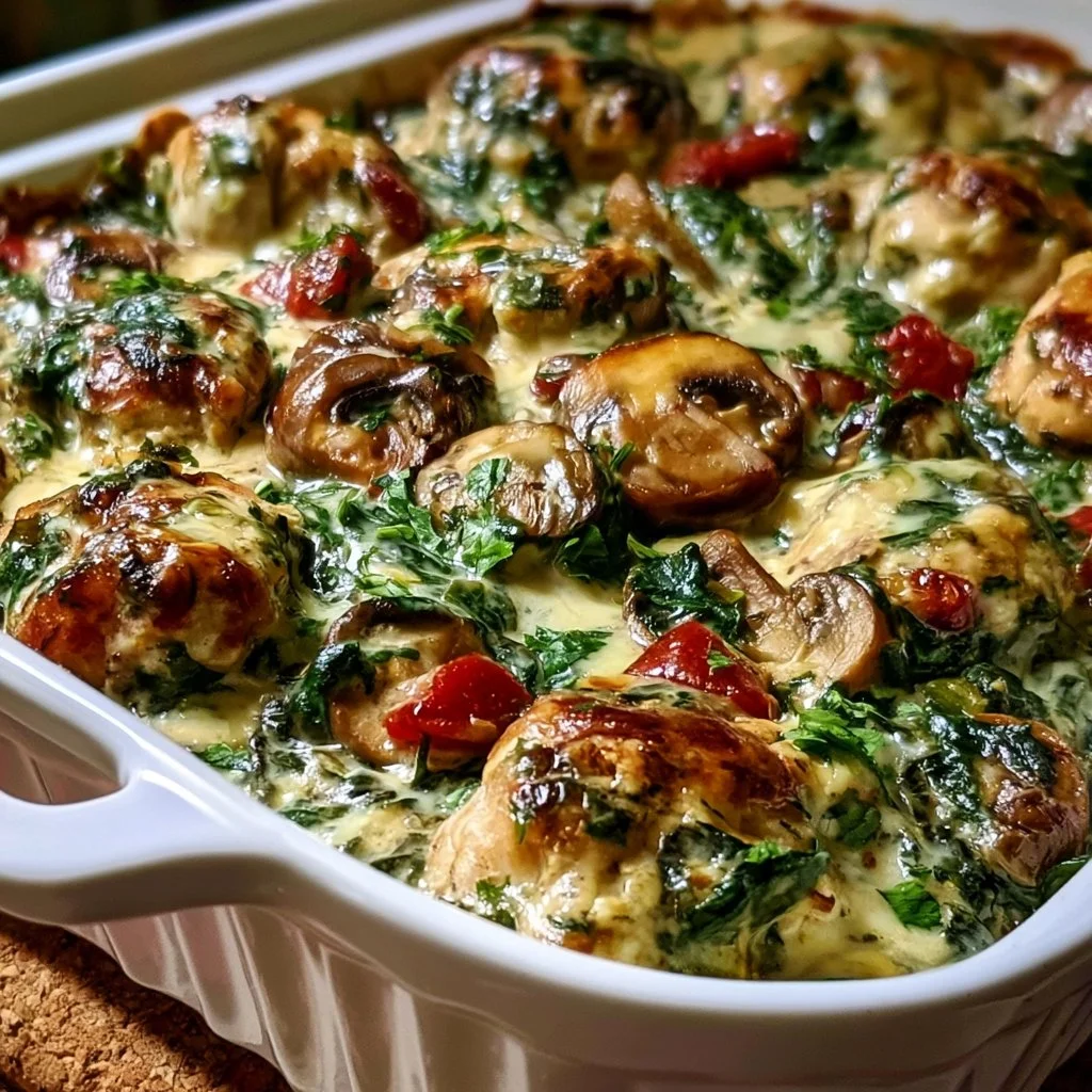 Focaccia di pollo cowboy con spinaci e funghi gourmet