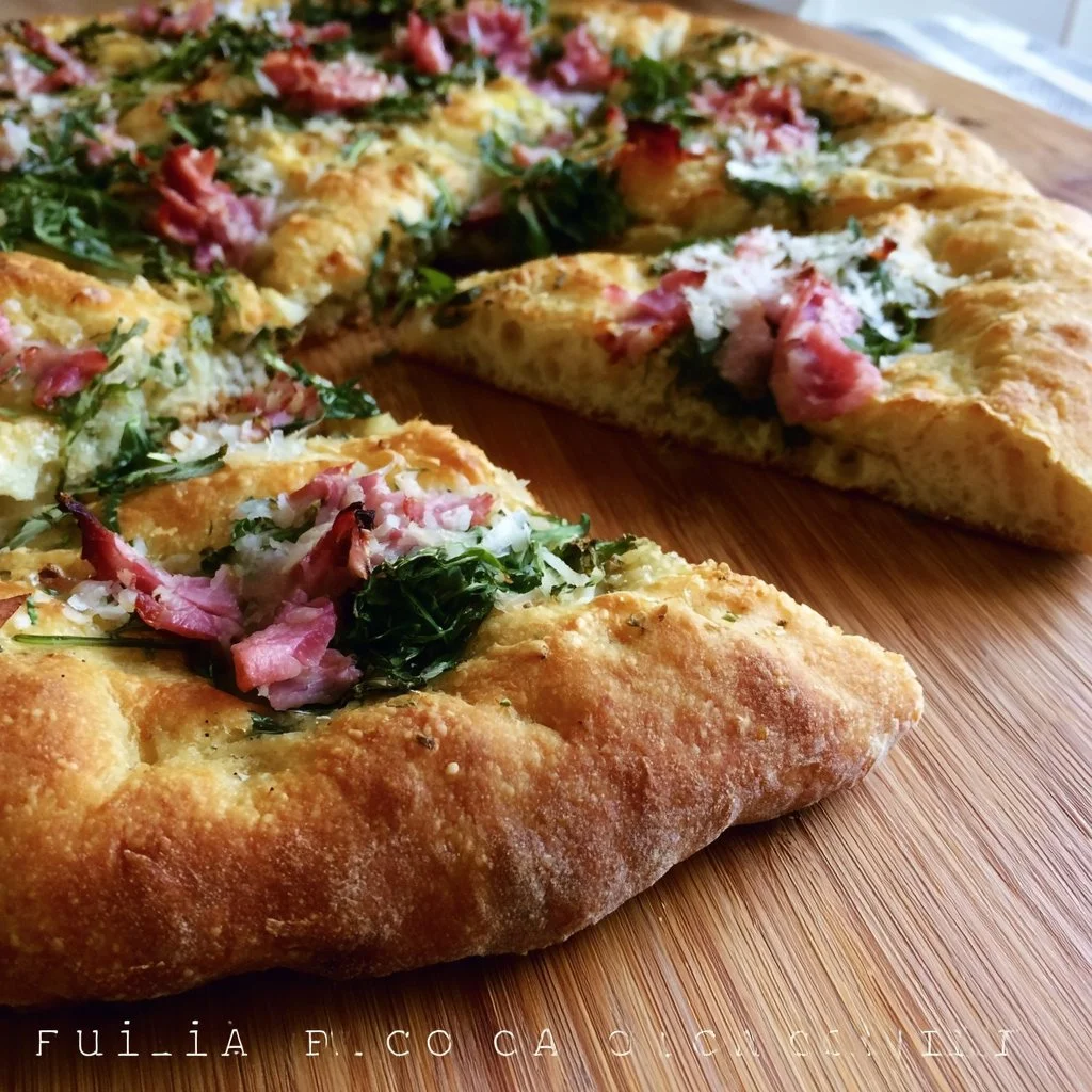 Focaccia furba con rucola e cotto fresca e deliziosa