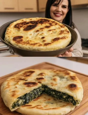 Focaccia ripiena in padella con ingredienti freschi e gustosi
