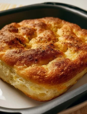 Focaccia Velocissima cotta in friggitrice ad aria croccante e dorata.