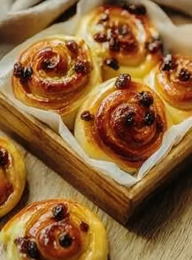 Girelle pasticcera all'uvetta e crema pasticcera pronte da gustare