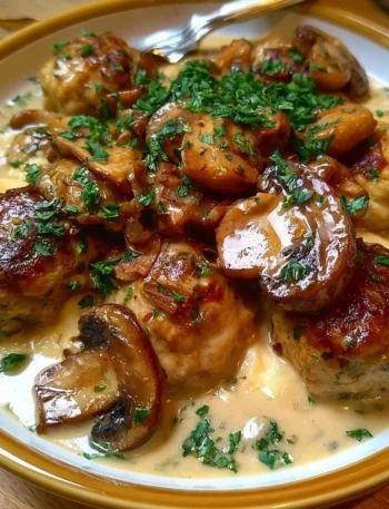 Piatto di polpette di patate e funghi porcini in un contesto invernale