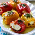 Involtini di peperoni freddi ripieni di formaggio, un delizioso antipasto.