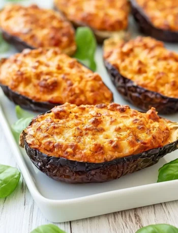 Melanzane Ripiene alla Parmigiana pronte da servire, piatto tradizionale italiano.